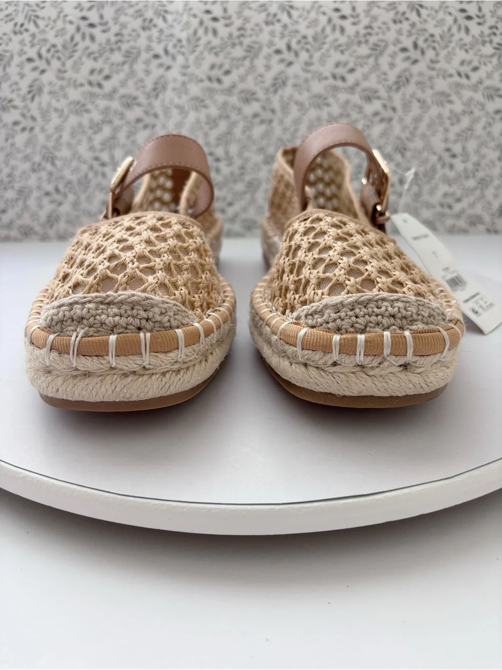 Time and Tru Raffia Espadrille Mary Jane Flats Womens 7 Memory Foam NWT